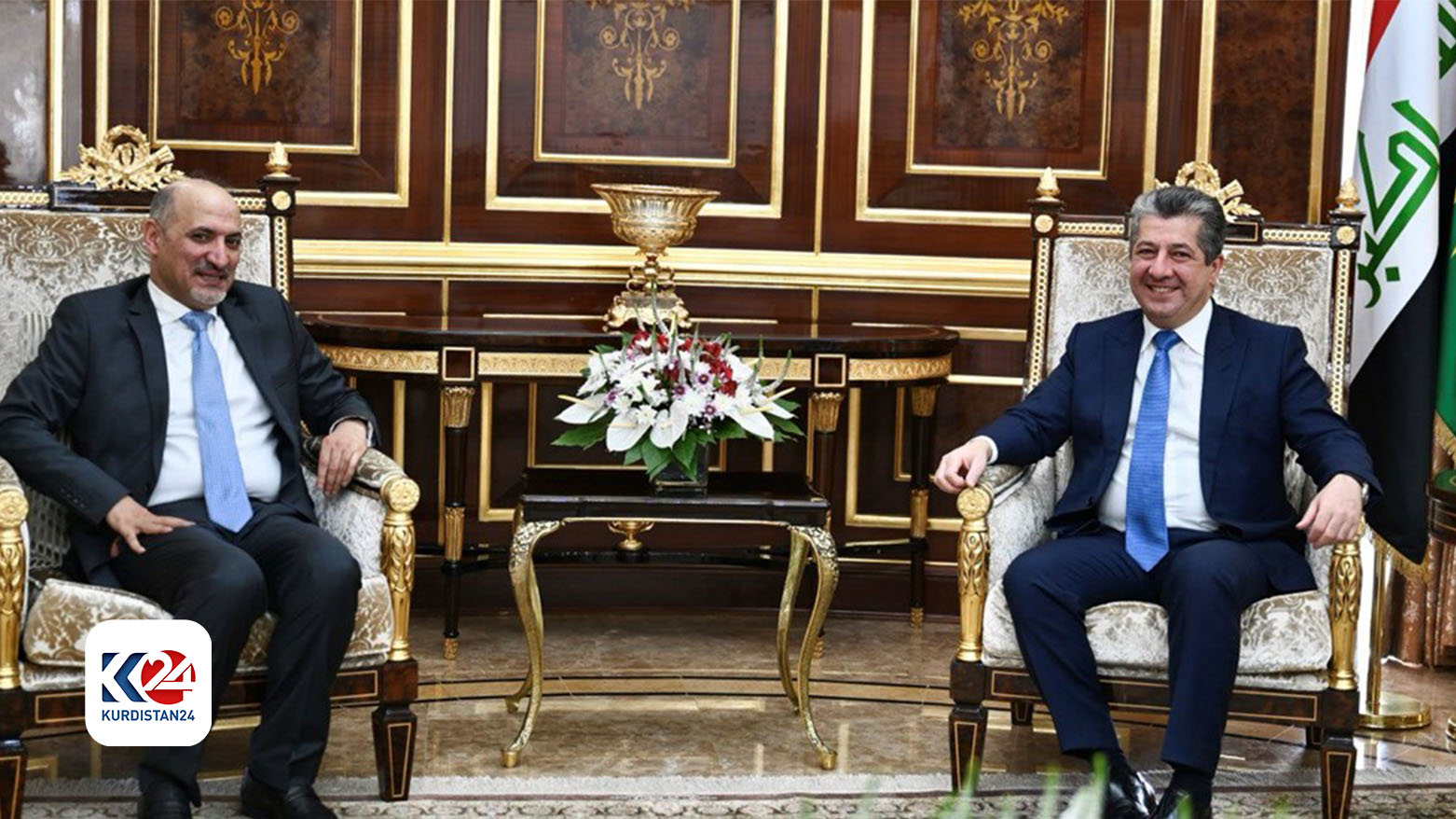 سەرۆکوەزیران مەسرور بارزانی لەگەڵ ئەحمەد ئەلجەربا، سەرۆکی ڕەوتی (الغد)ی سووری
